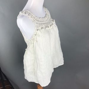 Cotton crochet-knit detail white tank